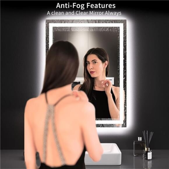 24X32 LED Bathroom Mirror with Lights, Anti-Fog, Dimmable, Backlit + Front Lit - Picture 2 of 7